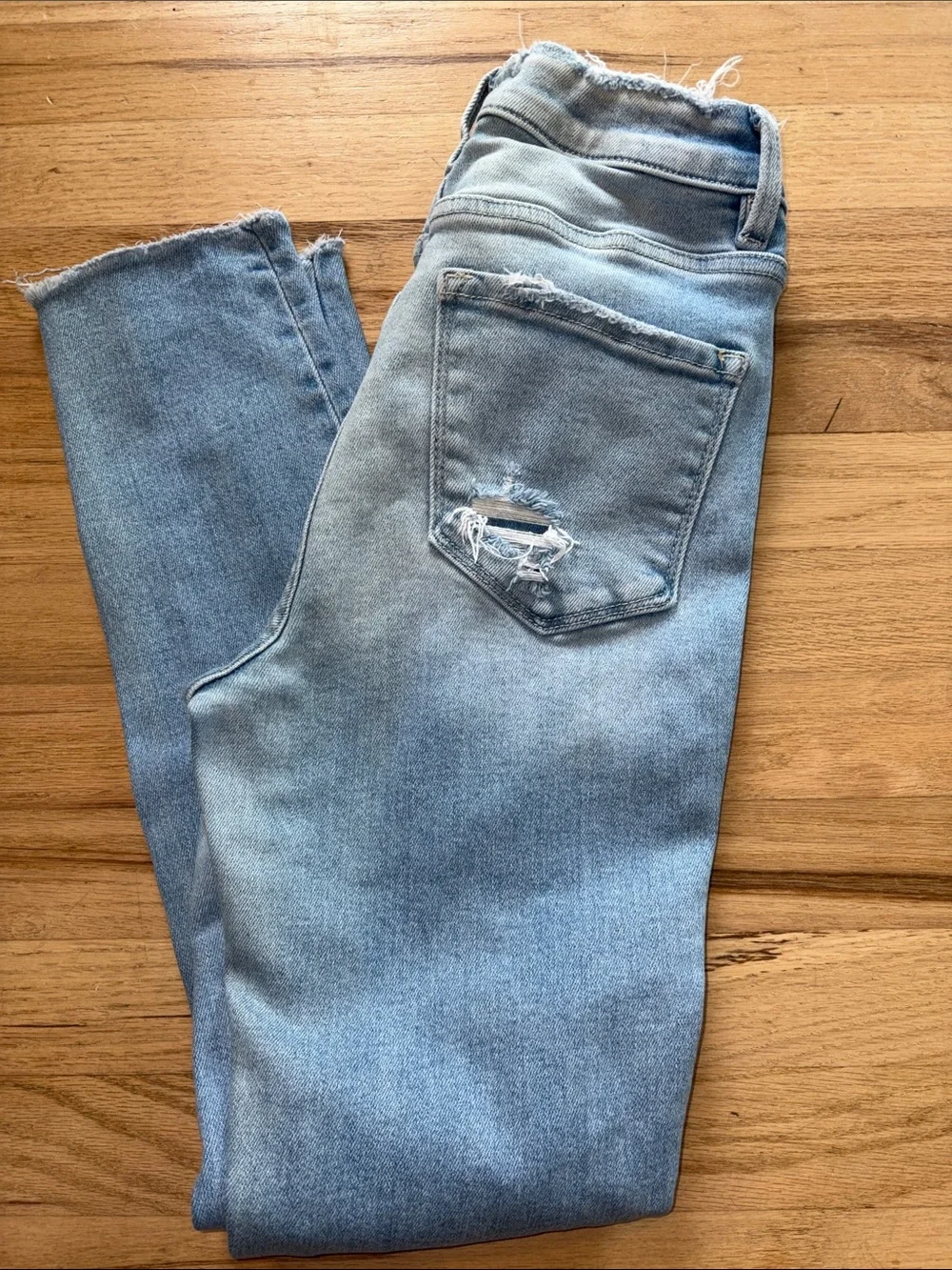 Flying Monkey Light Blue Frayed Waistband Denim